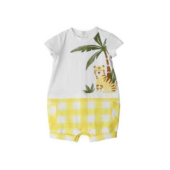 💥 SUMMER SALE - ANIMAL PRINT SHORT SLEEVES COTTON INFANT PLAYSUIT - Picture 1 of 6
